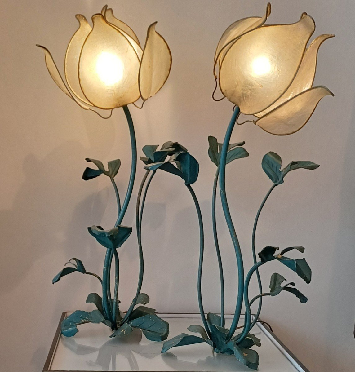 Pair Of Vintage “lotus” Lamps 