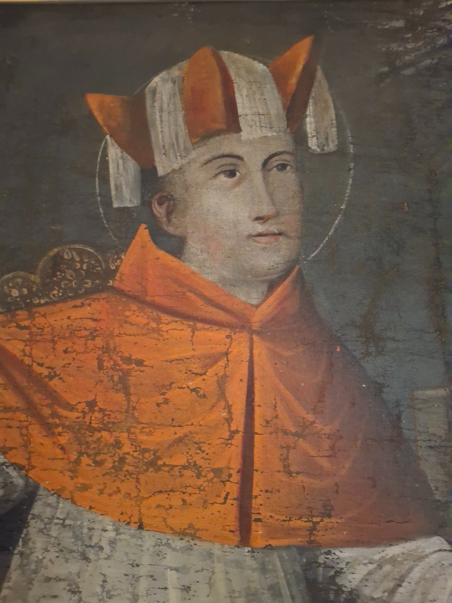 18th Century Painting Of Saint Bonaventure, Cuzco, Peruvian School.-photo-3