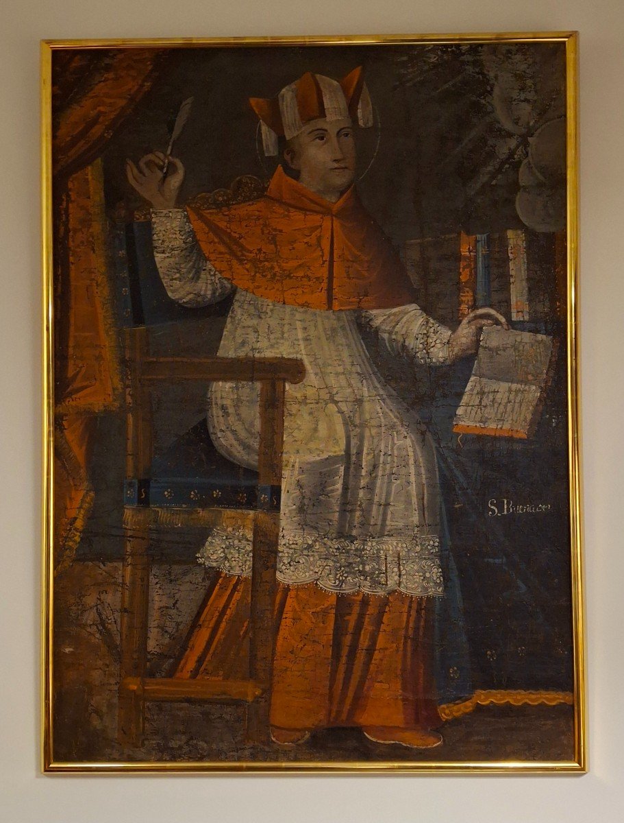 18th Century Painting Of Saint Bonaventure, Cuzco, Peruvian School.