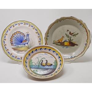 3 Nevers Plates From The 18th Century