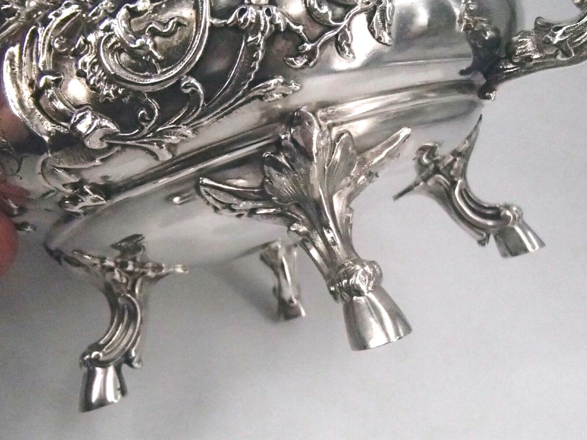 Sugar Bowl In Sterling Silver And Vermeil Decorated With Mascarons-photo-2