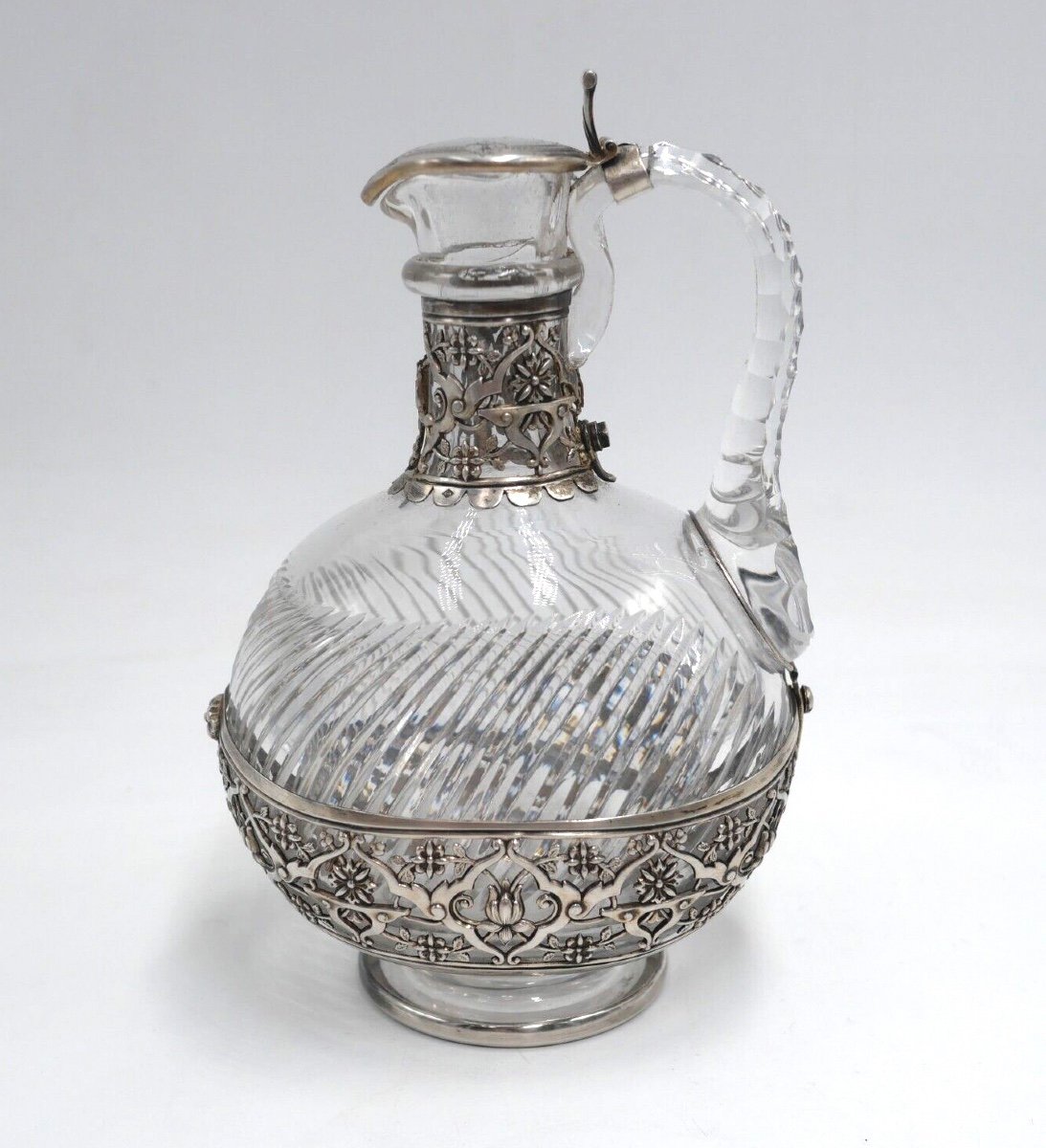 Ewer In Sterling Silver And Glass, Neo-gothic Model-photo-1