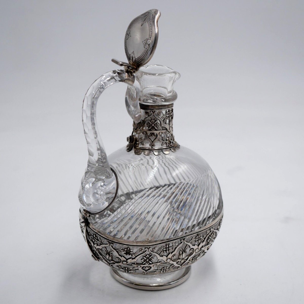 Ewer In Sterling Silver And Glass, Neo-gothic Model-photo-6