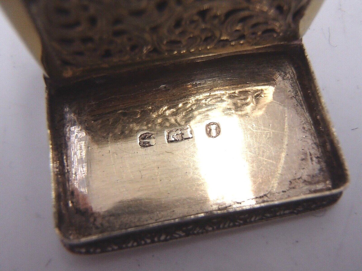 Vinaigrette En Argent Massif Et Vermeil Birmingham 1836-photo-2