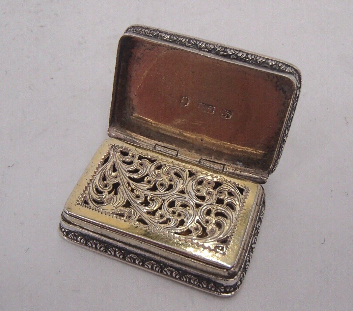 Vinaigrette En Argent Massif Et Vermeil Birmingham 1836-photo-2