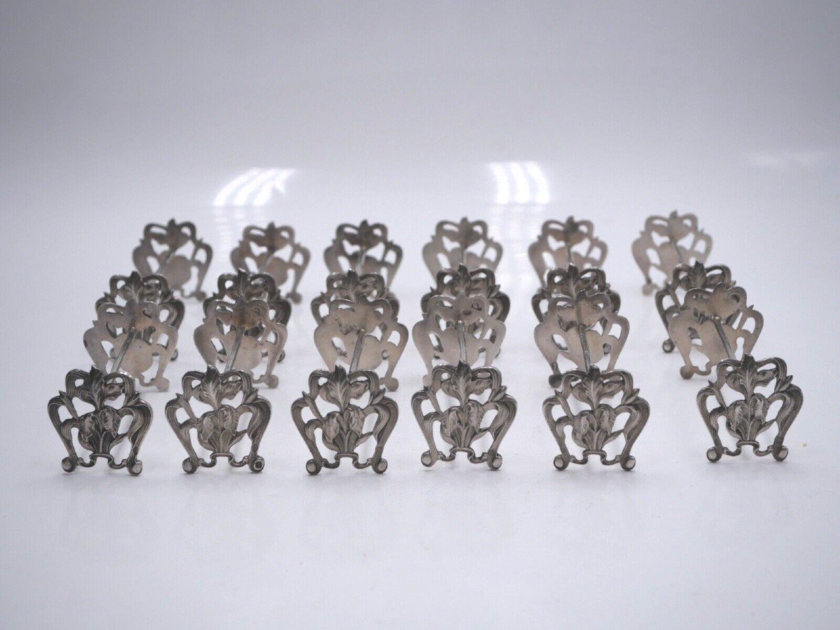 Series Of 12 Art Nouveau Sterling Silver Knife Holders