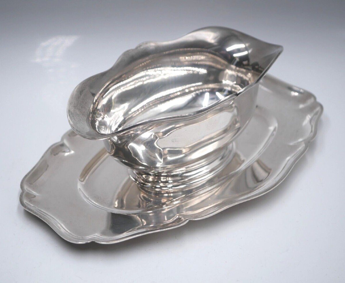 Gravy Boat On Its Frame In Sterling Silver By Puiforcat-photo-3