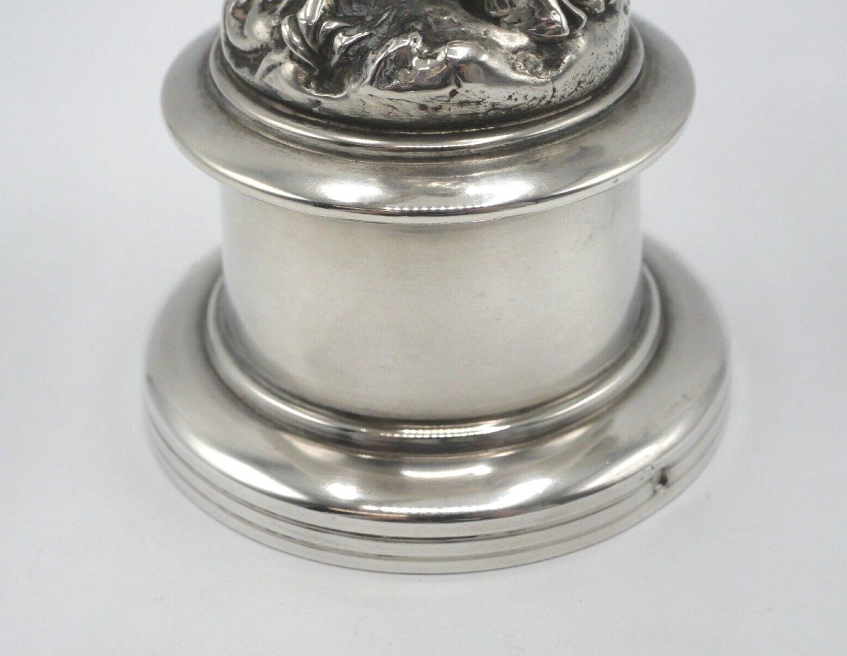 Candlestick In Sterling Silver With Fauna Decor-photo-3