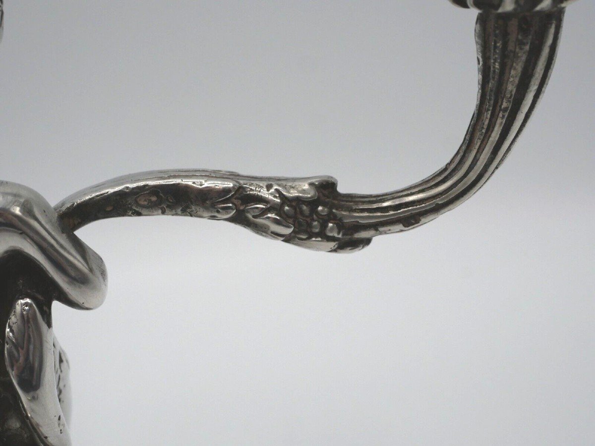 Candlestick In Sterling Silver With Fauna Decor-photo-6