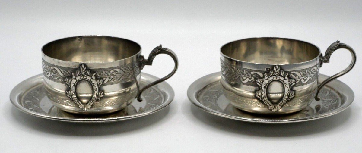 Paire De Tasses à Café En Argent Massif