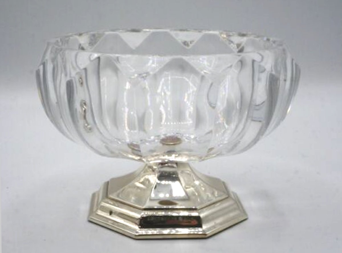 Paire De Coupes En Cristal Et Argent Par Kuhn-photo-1