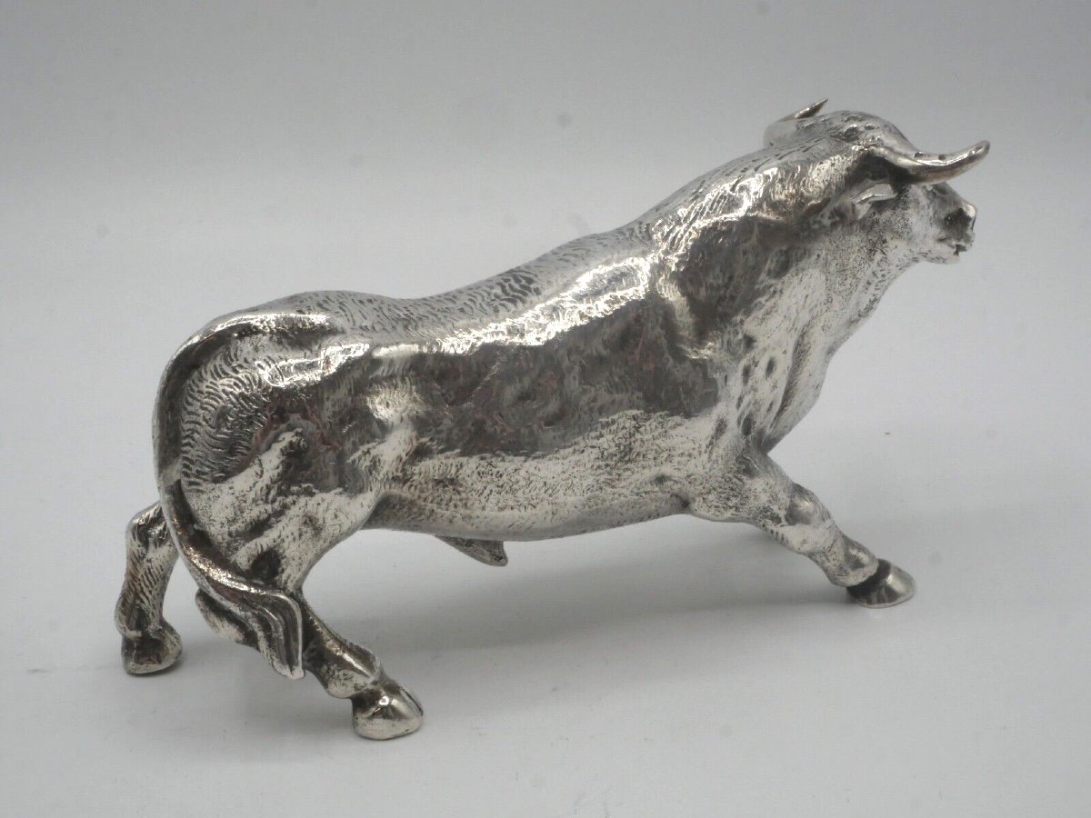 Statuette Taureau  En Argent Massif -photo-4