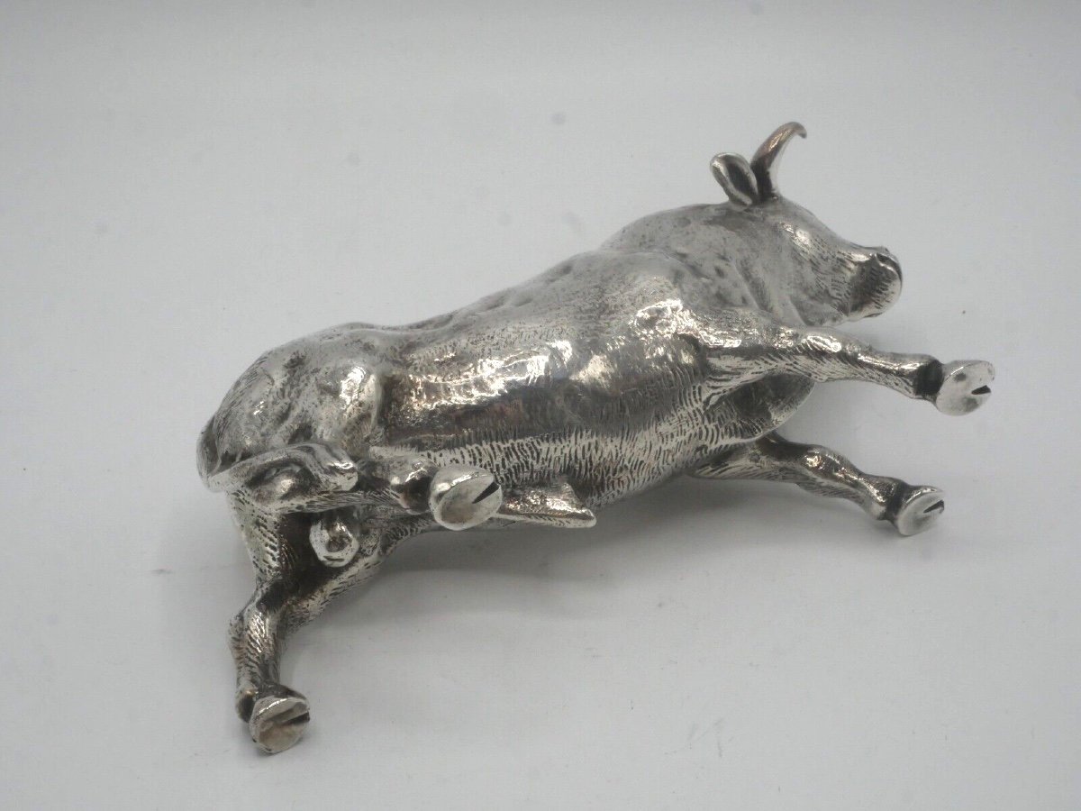 Statuette Taureau  En Argent Massif -photo-5