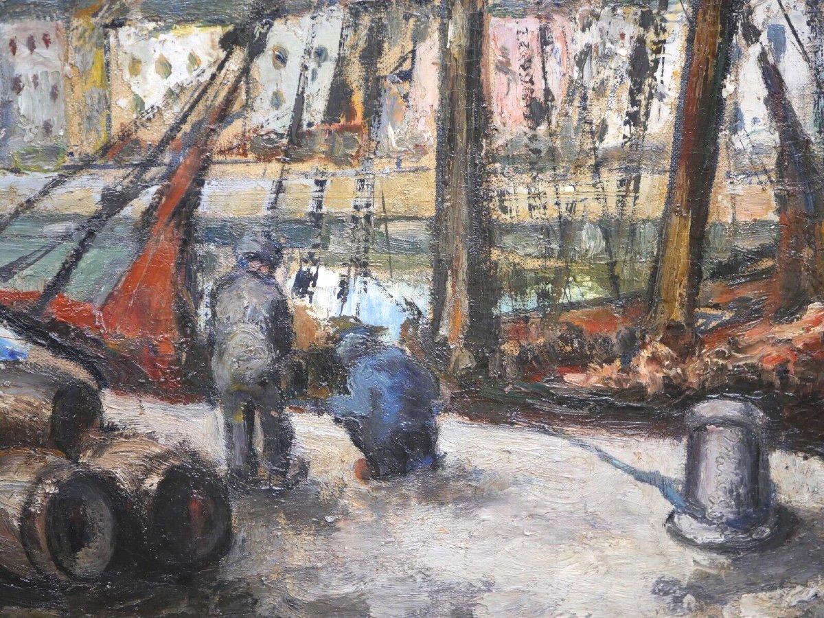 Huile Sur Toile Le Port Du Croisic Par Fernand Herbo-photo-1