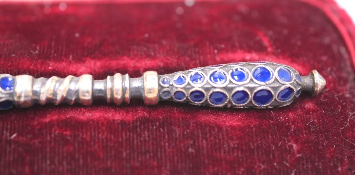 19th Century Sterling Silver Enameled Spoon-photo-1