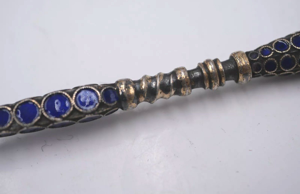 19th Century Sterling Silver Enameled Spoon-photo-4