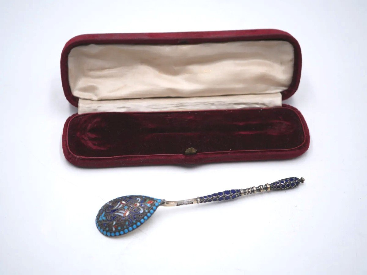 19th Century Sterling Silver Enameled Spoon