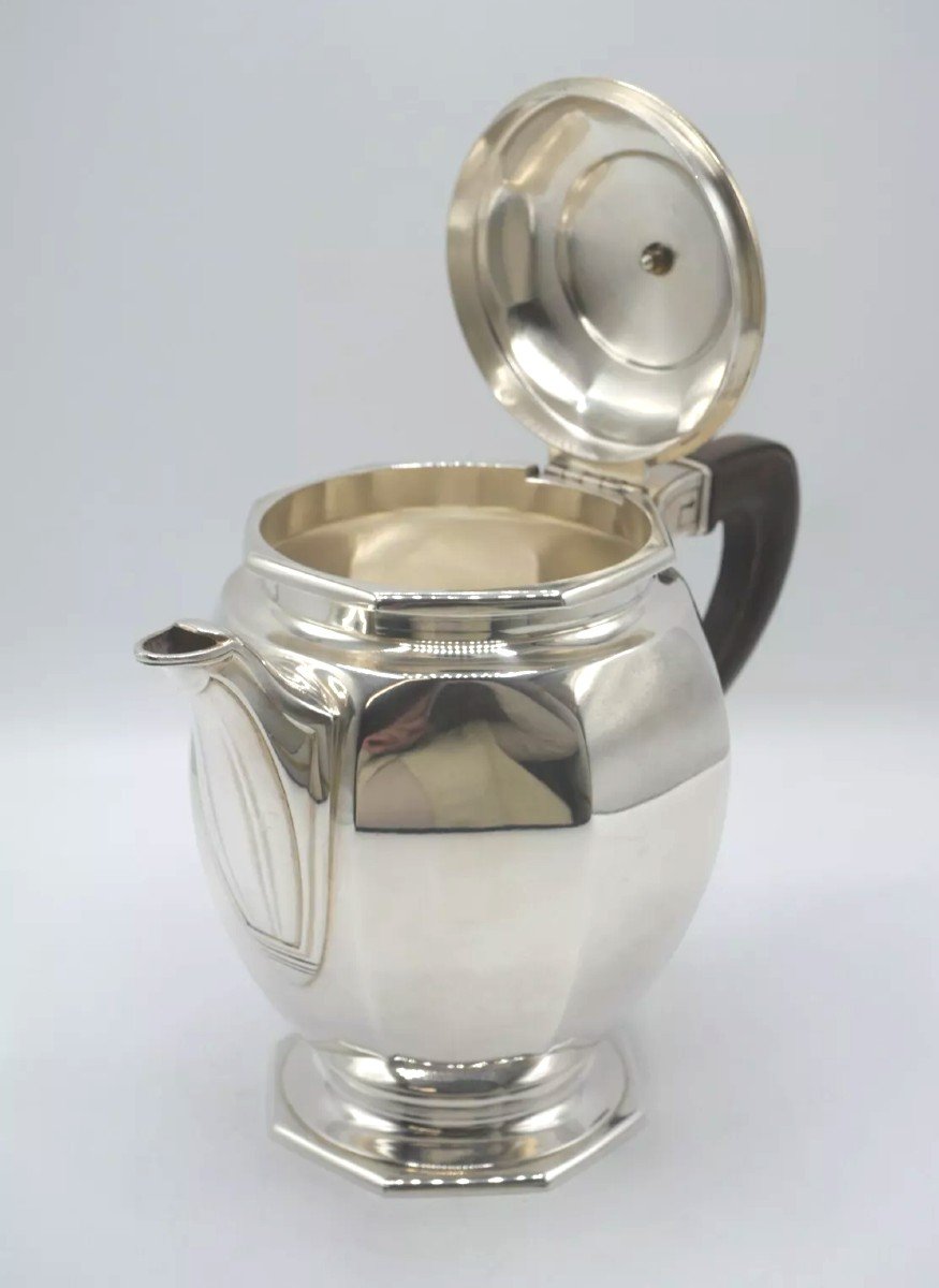 Art Deco Teapot In Solid Silver By Saglier-photo-2