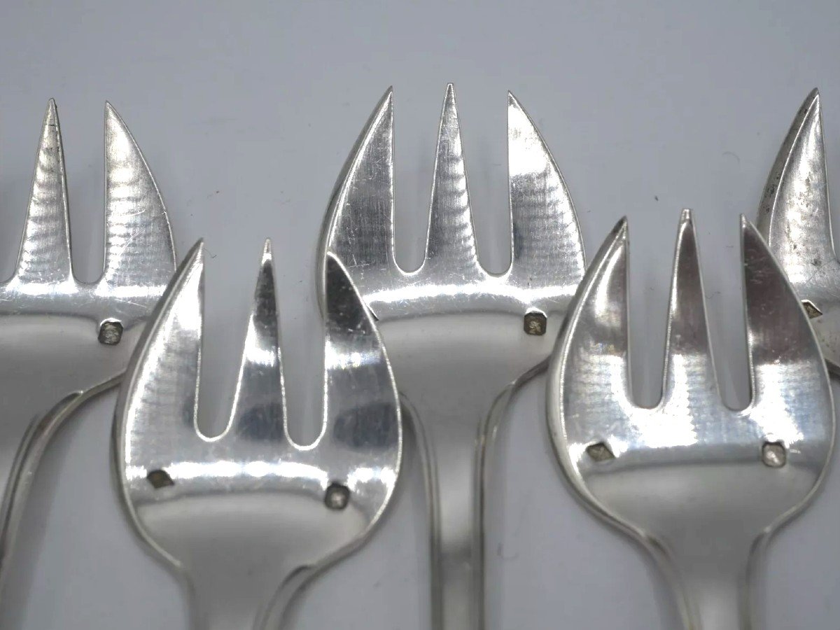 Set Of 12 Sterling Silver Oyster Forks By Puiforcat-photo-1