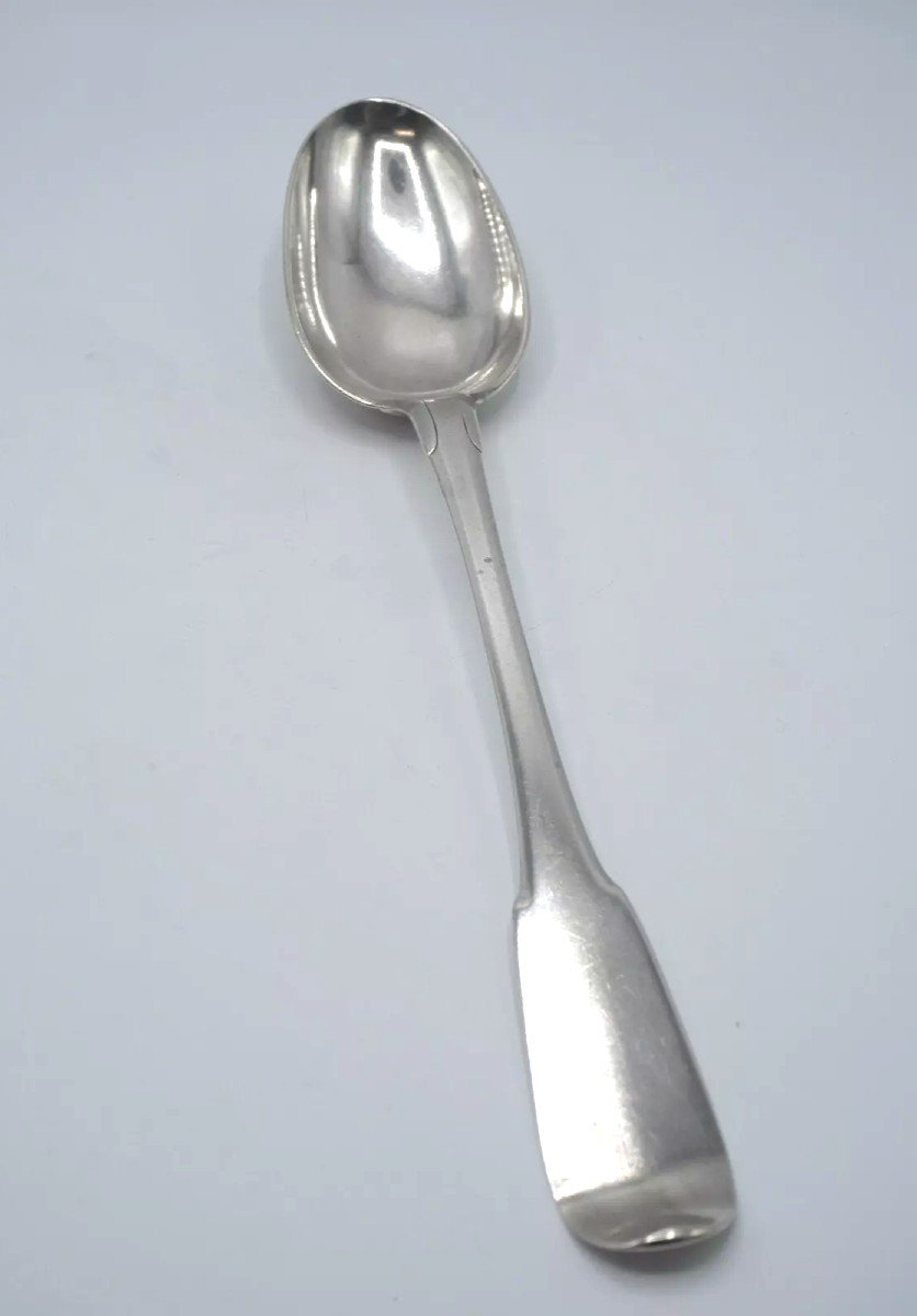 18th Century Marennes Sterling Silver Stew Spoon