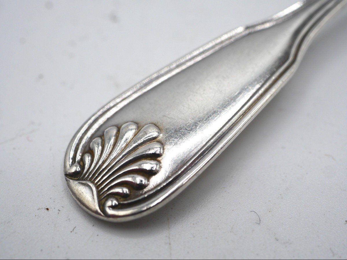 Set Of 12 Solid Silver Mocha Spoons Shell Model-photo-4