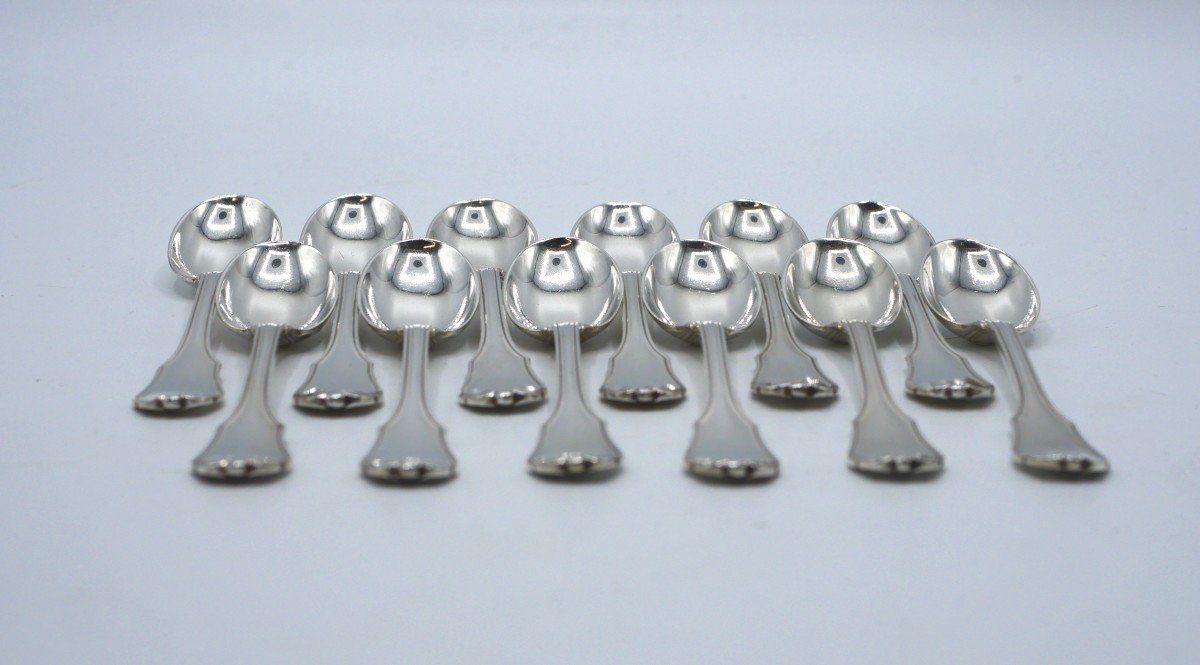 Set Of 12 Solid Silver Moccha Spoons-photo-6