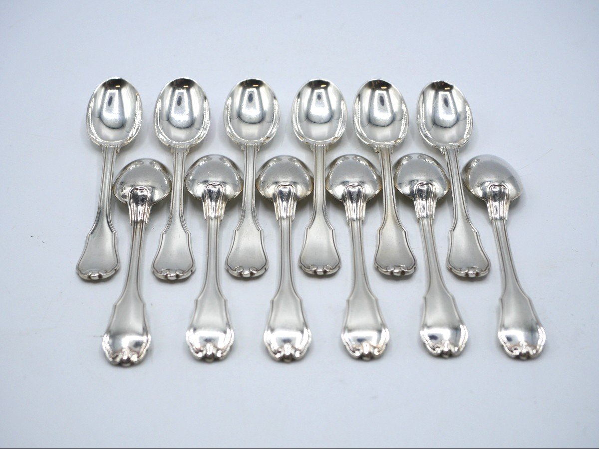 Set Of 12 Solid Silver Moccha Spoons-photo-7