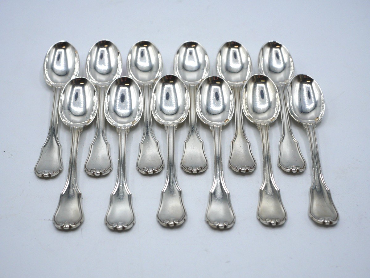 Set Of 12 Solid Silver Moccha Spoons