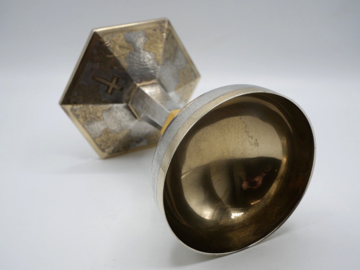 Chalice In Solid Silver And Vermeil By Favier-photo-7