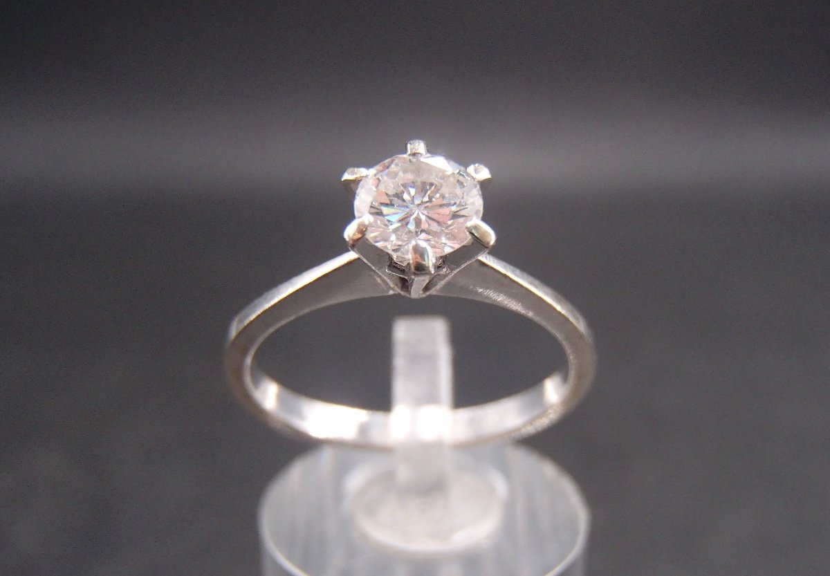 Solitaire Ring In White Gold And Diamond