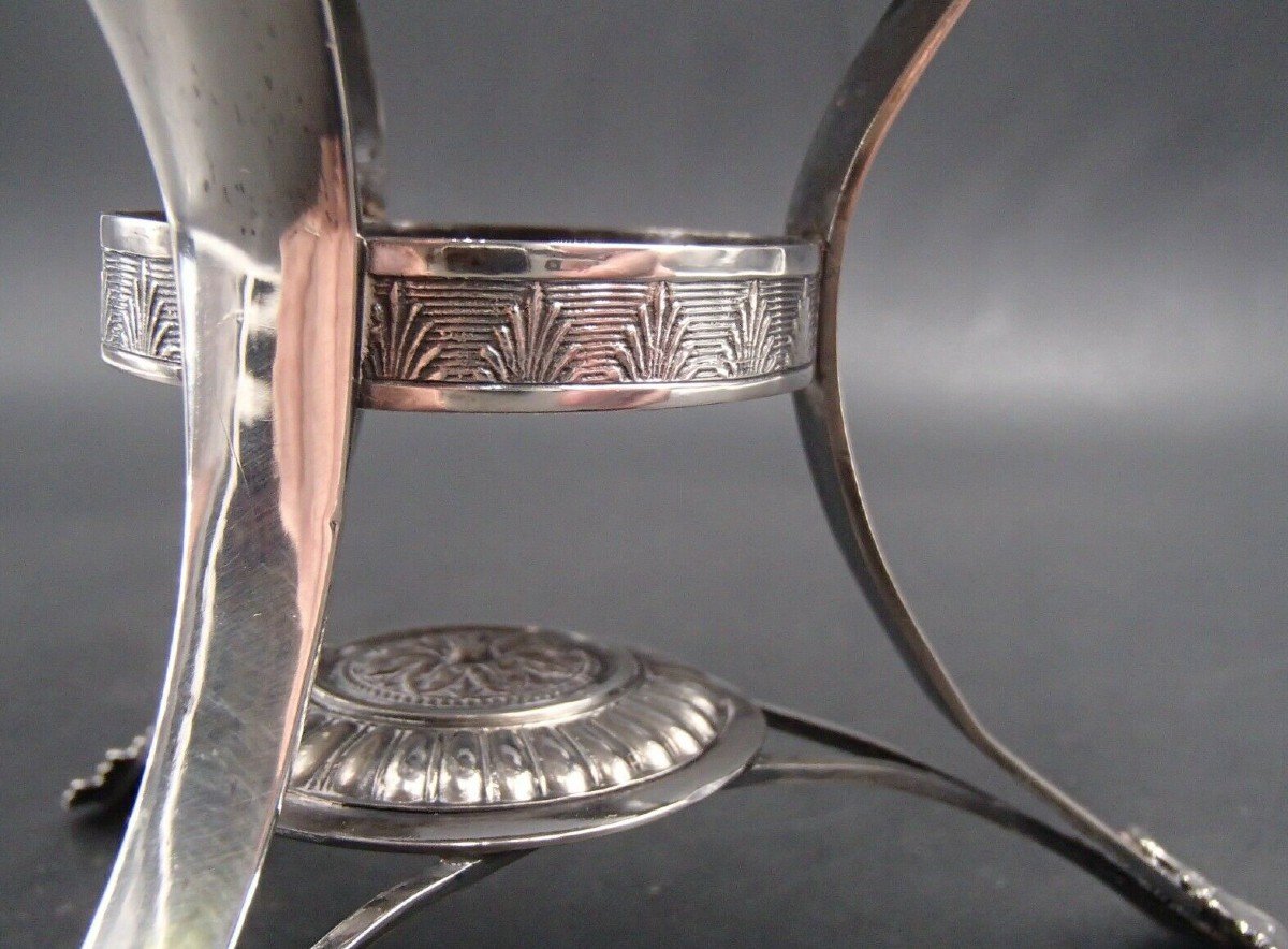 Cup Or Drageoir With Anse, Tripod, In Sterling Silver, Germany 18th 19th-photo-3