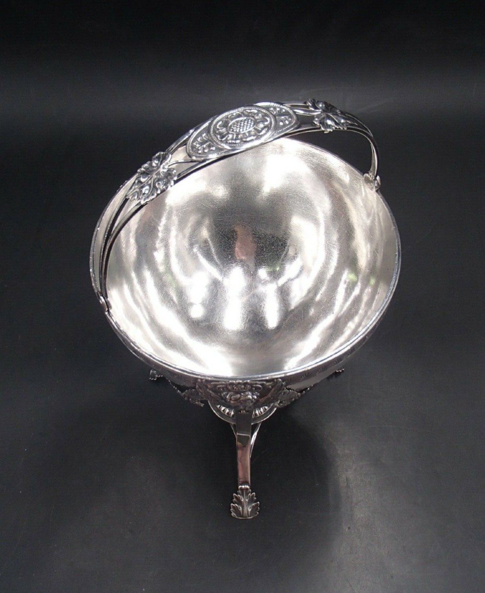 Cup Or Drageoir With Anse, Tripod, In Sterling Silver, Germany 18th 19th-photo-7