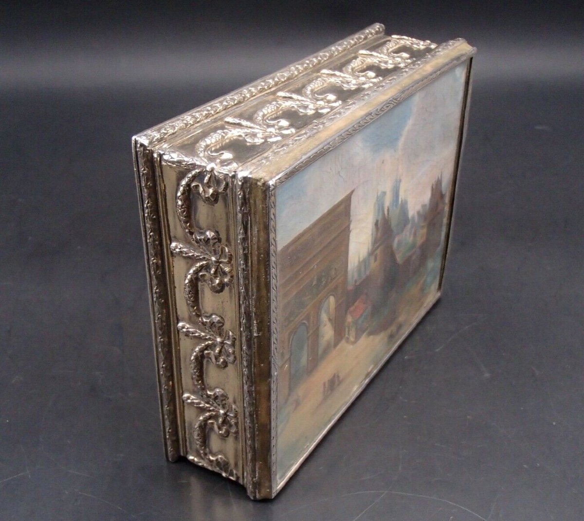 Box With Frame In Vermeil And Covered With A Painting On Cardboard-photo-3
