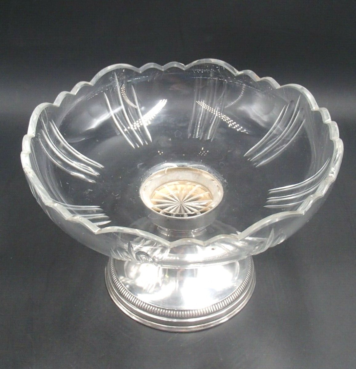 Crystal Bowl And Foot In Sterling Silver And Vermeil-photo-3