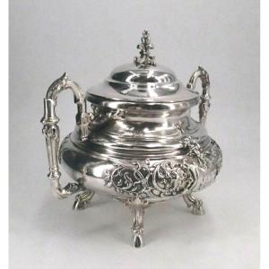 Sugar Bowl In Sterling Silver And Vermeil Decorated With Mascarons