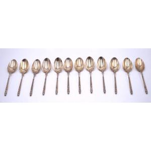 Suite Of 12 Tea Spoons In Sterling Silver And Vermeil By Puiforcat