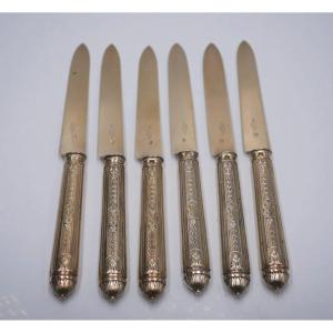 Set Of 6 Silver-gilt Fruit Knives