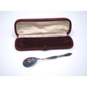 19th Century Sterling Silver Enameled Spoon