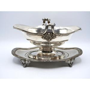 Solid Silver Sauce Boat And Lining By Odiot