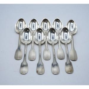 Set Of 9 Solid Silver Moccha Spoons