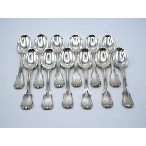 Set Of 12 Solid Silver Moccha Spoons