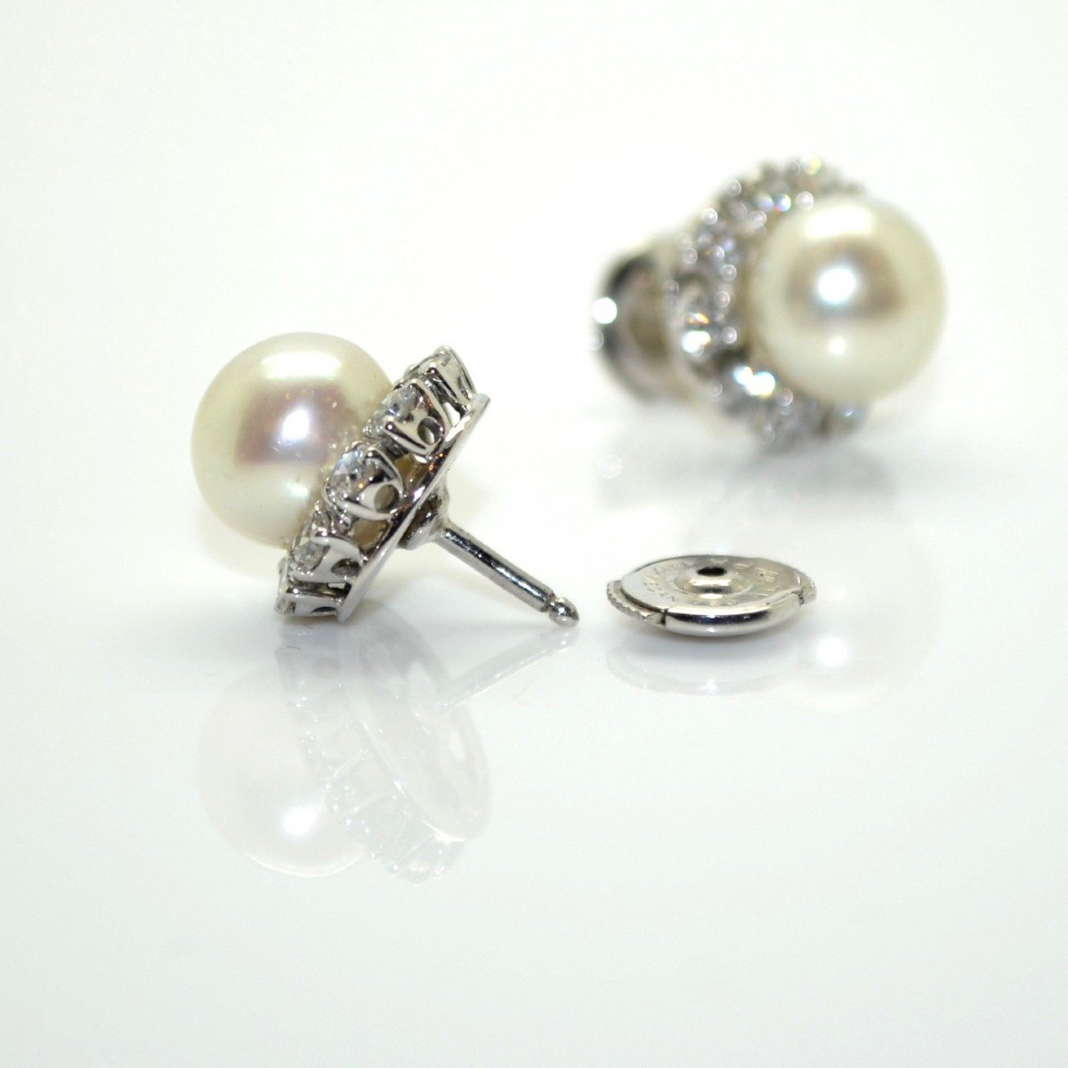 Boucles d'Oreilles Perles Et Diamants-photo-2
