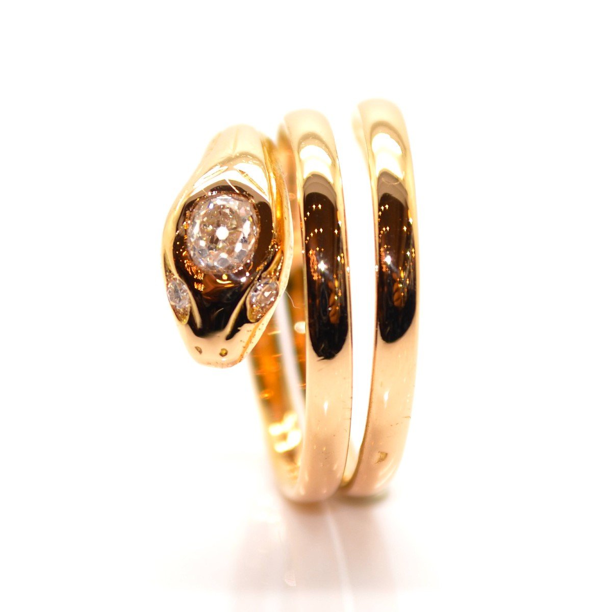 Gold And Diamond Snake Ring-photo-1