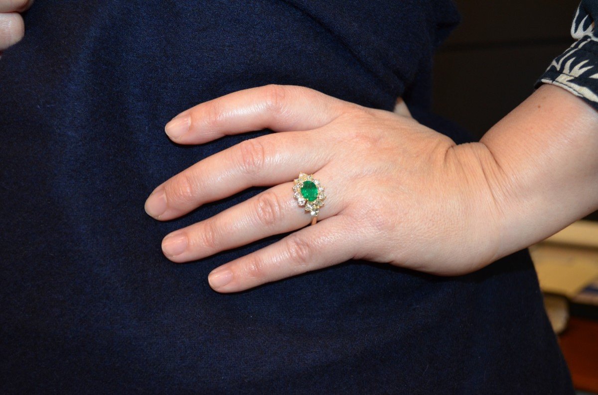 Emerald And Diamond Cluster Ring-photo-2