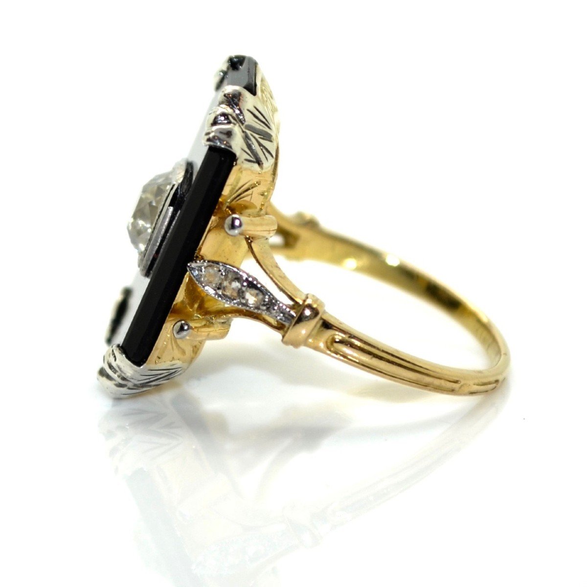 Bague Onyx Et Diamant-photo-3