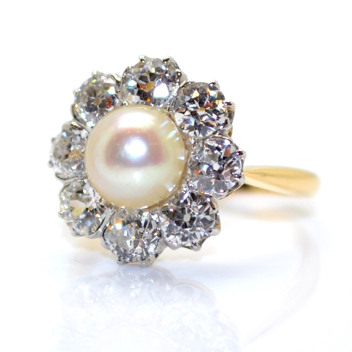 Pompadour Diamond And Natural Pearl Ring-photo-3