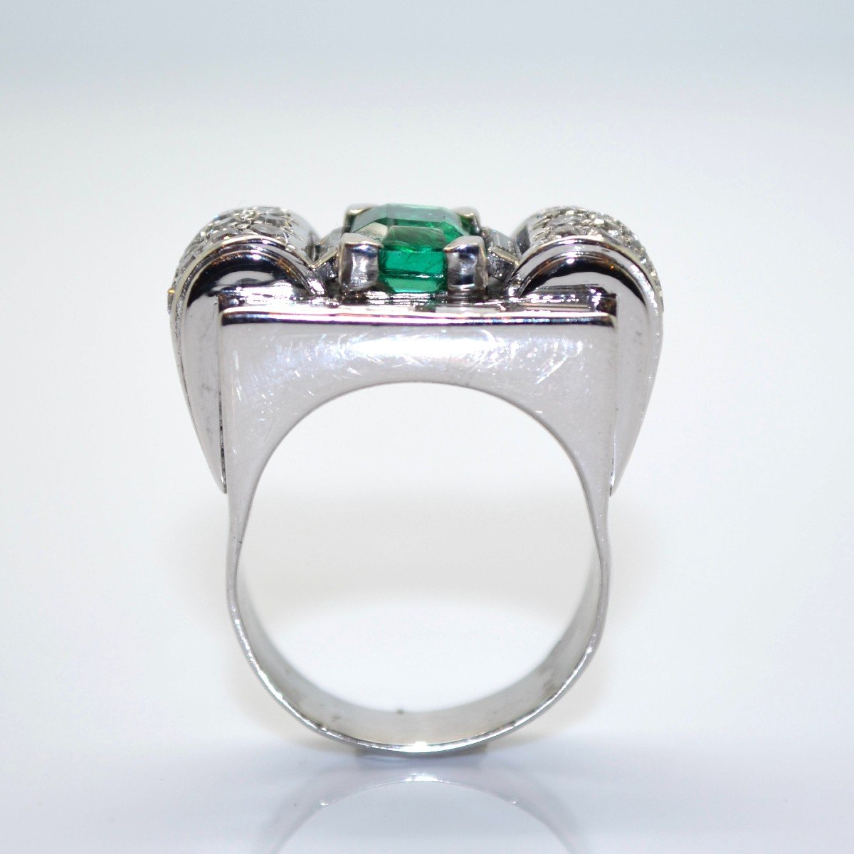 Art Deco Emerald And Diamond Ring-photo-4