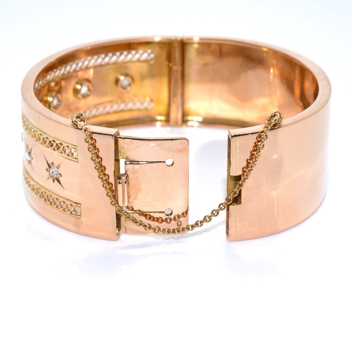 Antique Gold And Diamond Cuff Bracelet-photo-3