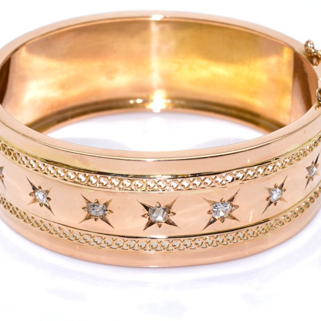 Antique Gold And Diamond Cuff Bracelet-photo-1