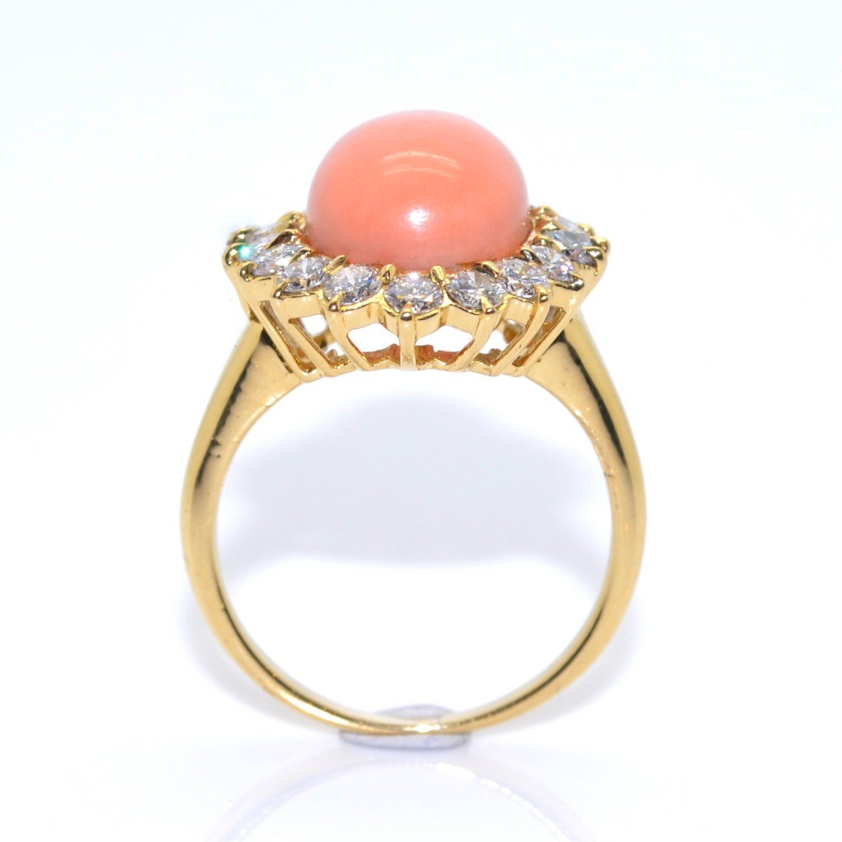 Coral And Diamond Halo Vintage Ring-photo-1